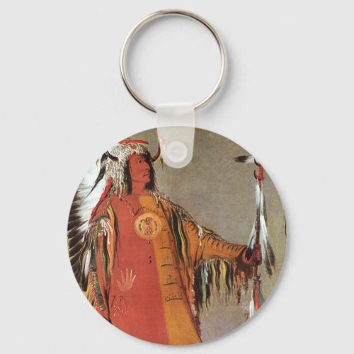 Portait of Indian Chief Mato_Tope by George Catlin Keychain
