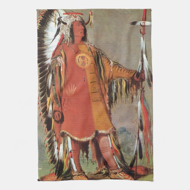 Portait of Indian Chief Mato-Tope by George Catlin Kitchen Towel (Vertical)
