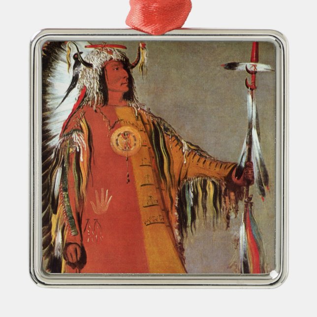 Portait of Indian Chief Mato-Tope by George Catlin Metal Ornament (Front)