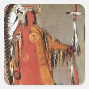 Portait of Indian Chief Mato-Tope by George Catlin Square Sticker