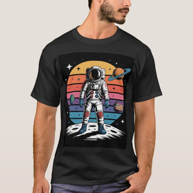 Portal to the Stars – Astronaut Facing the Cosmic  T-Shirt (Front)