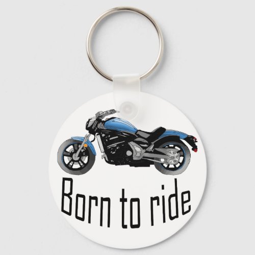 Porte_cl Born to ride moto bleue Keychain
