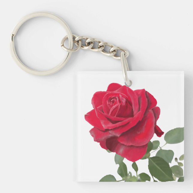 Porte-clés Cartes De Visite Rose rouge peinture Keychain (Front)