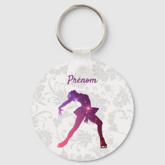 Porte-clés pour patineuse - Silhouette Rose Violet Keychain