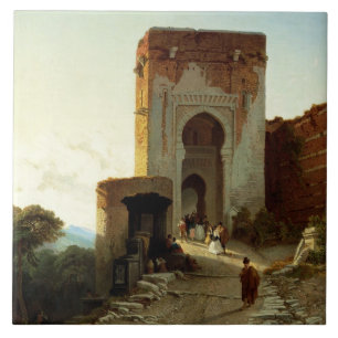 Porte de Justice, Alhambra, Granada (oil on canvas Ceramic Tile
