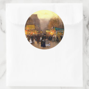 Porte Saint Martin at Christmas Time in Paris Classic Round Sticker