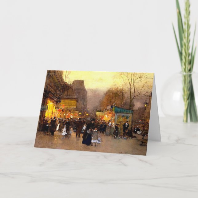Porte Saint Martin at Christmas Time in Paris Holiday Card (Front)