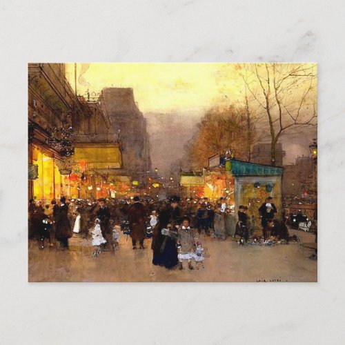 Porte Saint Martin at Christmas Time in Paris Holiday Postcard