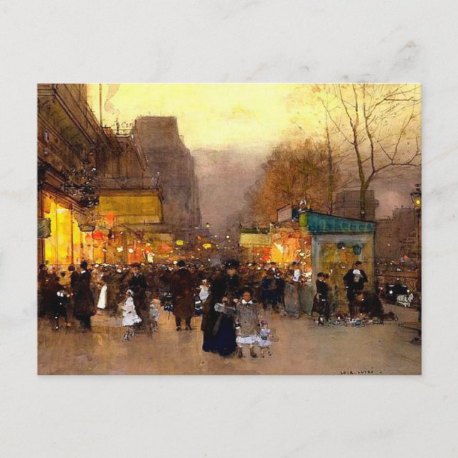 Porte Saint Martin at Christmas Time in Paris Holiday Postcard (Front)