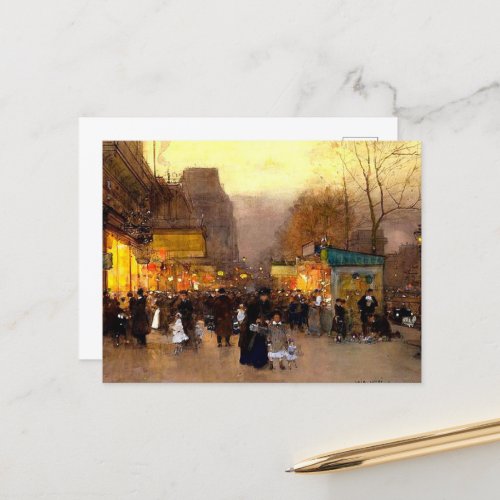 Porte Saint Martin at Christmas Time in Paris Holiday Postcard