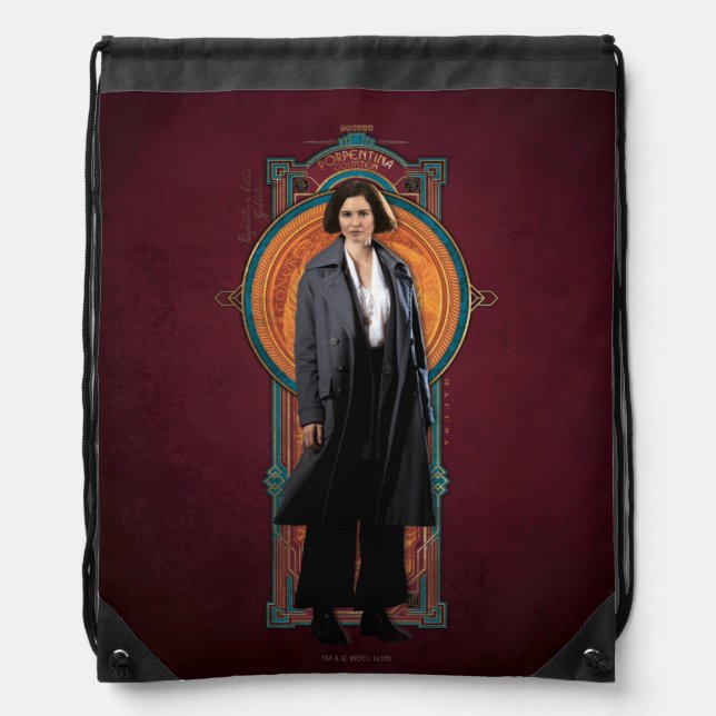 PORTENTINA GOLDSTEIN™ Art Deco Panel Drawstring Bag (Front)