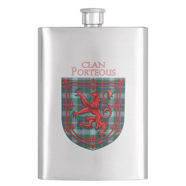 Porteous Tartan Scottish Plaid Lion Rampant Flask (Front)
