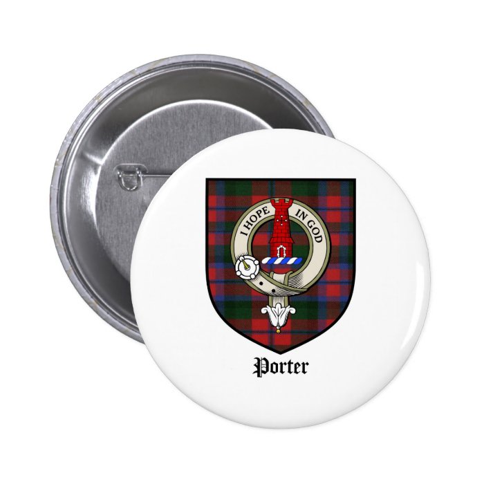 Porter Clan Crest Badge Tartan Pinback Buttons