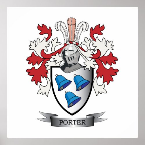 Porter Family Crest Coat of Arms Poster