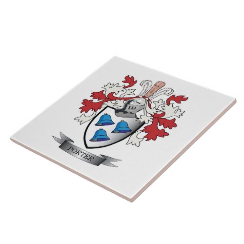 Porter Family Crest Coat of Arms Tile