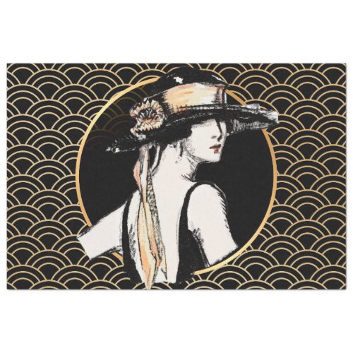 PORTERS ART DECO WOMAN WITH HAT TISSUE PAPER