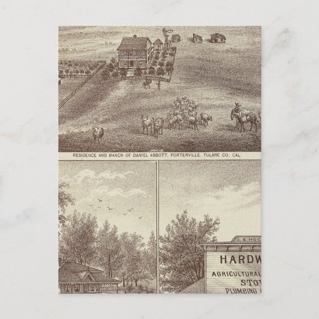 Porterville residences, store postcard (Front)