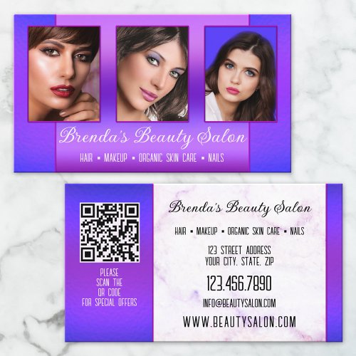 Portfolio Blue Purple Beauty Professional Business Card