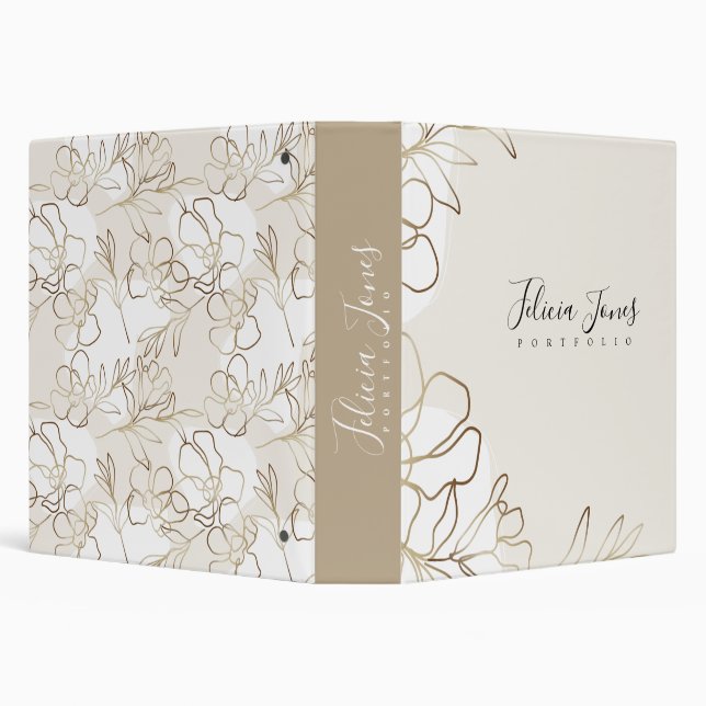 Portfolio Personalized 3 ring binder with Flowers (Background)