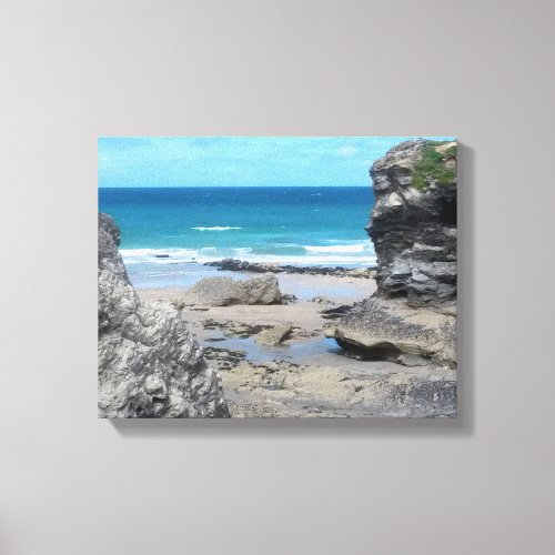 Porth Beach Newquay Cornwall Photograph Canvas Print