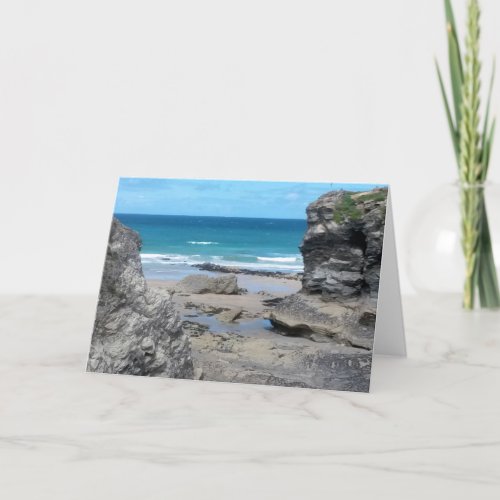 Porth Beach Newquay Cornwall Photograph Card