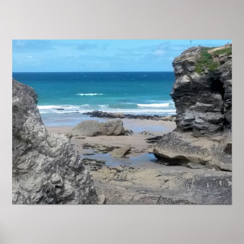 Porth Beach Newquay Cornwall Photograph Poster