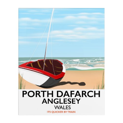 Porth Dafarch Anglesey vintage travel poster Acrylic Print