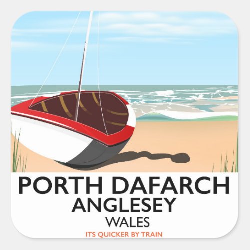 Porth Dafarch Anglesey vintage travel poster Square Sticker