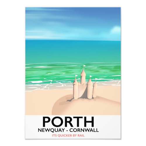 Porth Newquay Sandcastle travel print