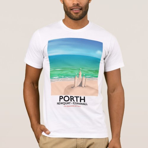 Porth Newquay Sandcastle travel print T_Shirt