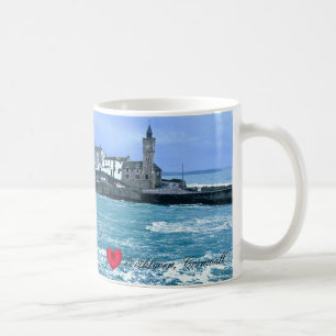 Porthleven Clocktower + Waiting For Fish Sculpture Coffee Mug