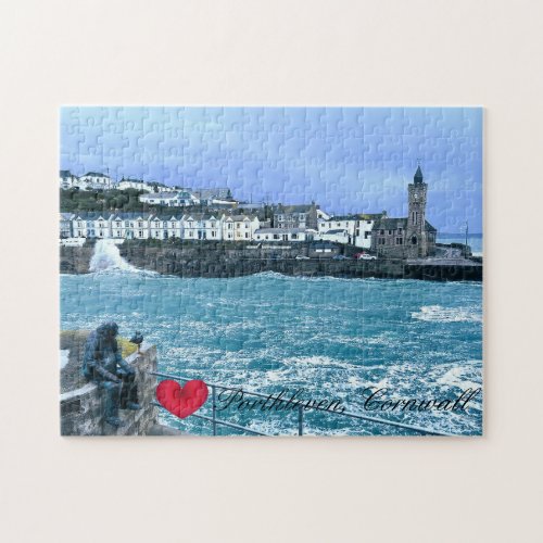 Porthleven Clocktower  Waiting for Fish Sculpture Jigsaw Puzzle