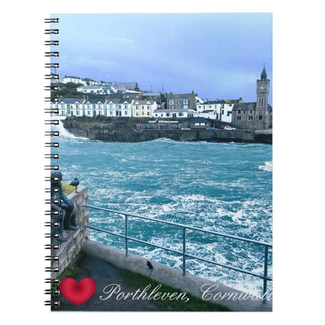 Porthleven Clocktower + Waiting For Fish Sculpture Notebook (Front)