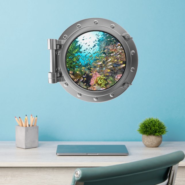 Porthole - Colorful Reef Fish Wall Decal (Home Office 2)