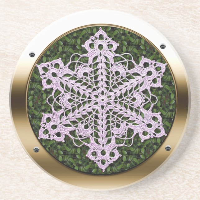 Porthole Doily Leaf Coaster (Front)