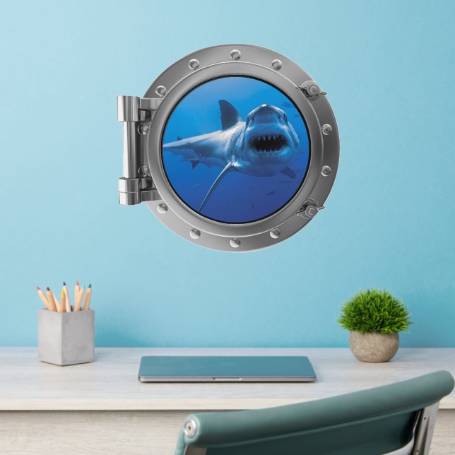 Porthole - Great White Shark Wall Decal (Home Office 2)