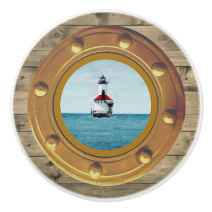 Porthole Lighthouse Ceramic Pull