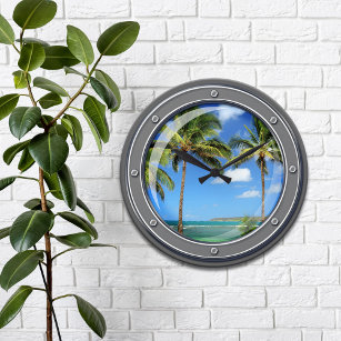 Porthole to Paradise Wall Clock