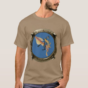 Porthole View of a SCUBA Diver Riding a Huge Squid T-Shirt