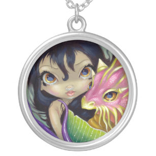 Portholes to Fantasy 1 NECKLACE dragon mermaid
