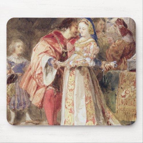 Portia and Bassanio c1826 wc brown ink bodyc Mouse Pad