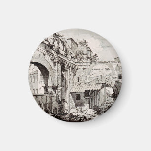 Portico of Octavia Rome Black and White Art Magnet