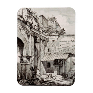 Portico of Octavia Rome Black and White Art Magnet