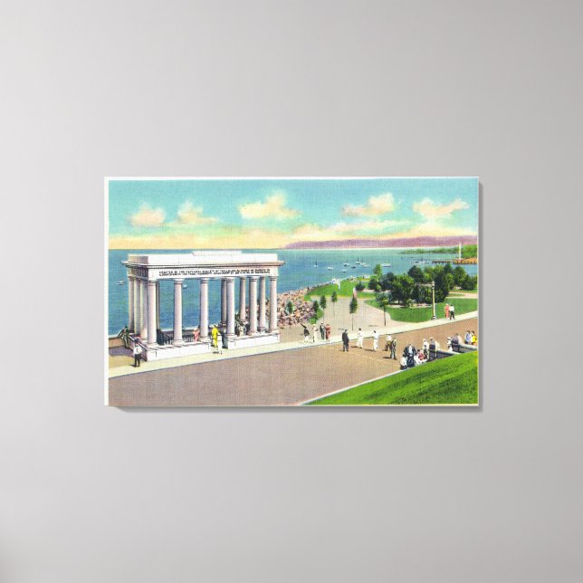 Portico over Plymouth Rock View of Plymouth Canvas Print (Front)