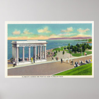 Portico over Plymouth Rock View of Plymouth Poster