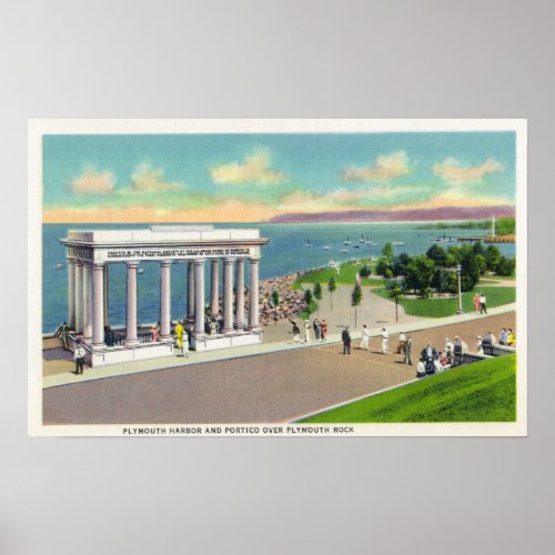 Portico over Plymouth Rock View of Plymouth Poster