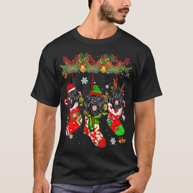 Portie Water Dog In Socks Christmas Santa Hat T-Shirt (Front)