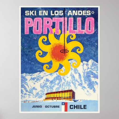 PortilloChileVintage Ski Poster