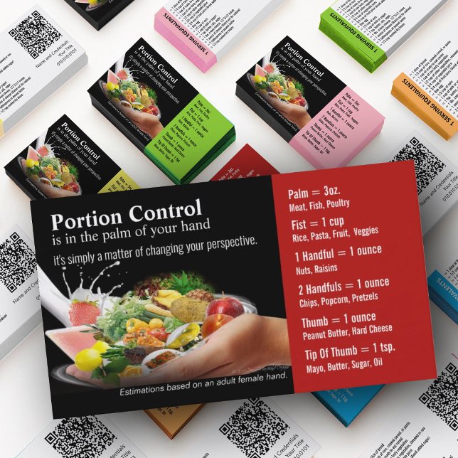 Portion Control Business Cards (Nutrition Mastery Business Cards in custom colors)