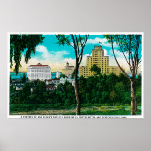 Portion of San Diego's Skyline showing El Corte Poster